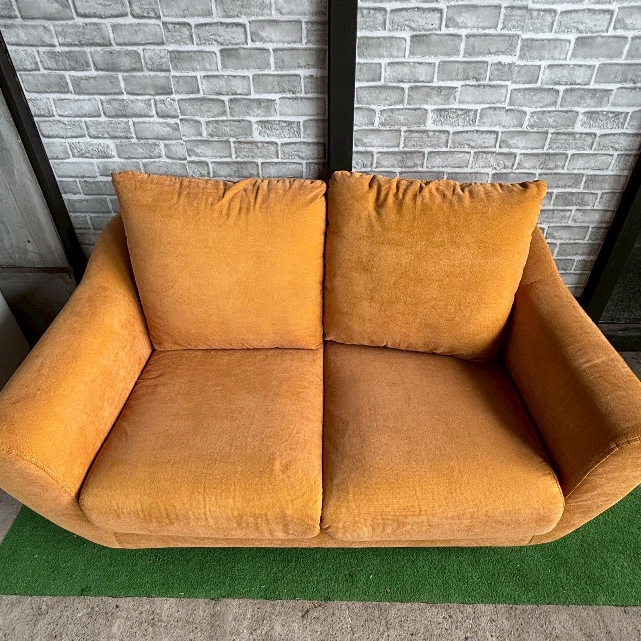 ソファ 2人掛けソファ オレンジ カバー取り外し可能 美品 コーデュロイ