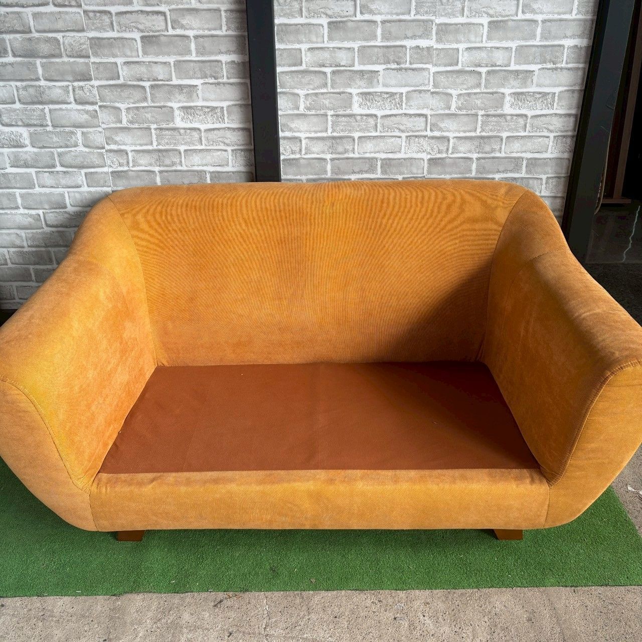 ソファ 2人掛けソファ オレンジ カバー取り外し可能 美品 コーデュロイ