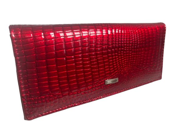 【Rebecca】 長財布 二つ折り カブセ型 牛本革 トップグレードレザー エナメル調 クロコダイル型押し レディース LR-826ワインレッド 牛革 本革 レザー シャイニング クロコ型押し 財布 サイフ さいふ