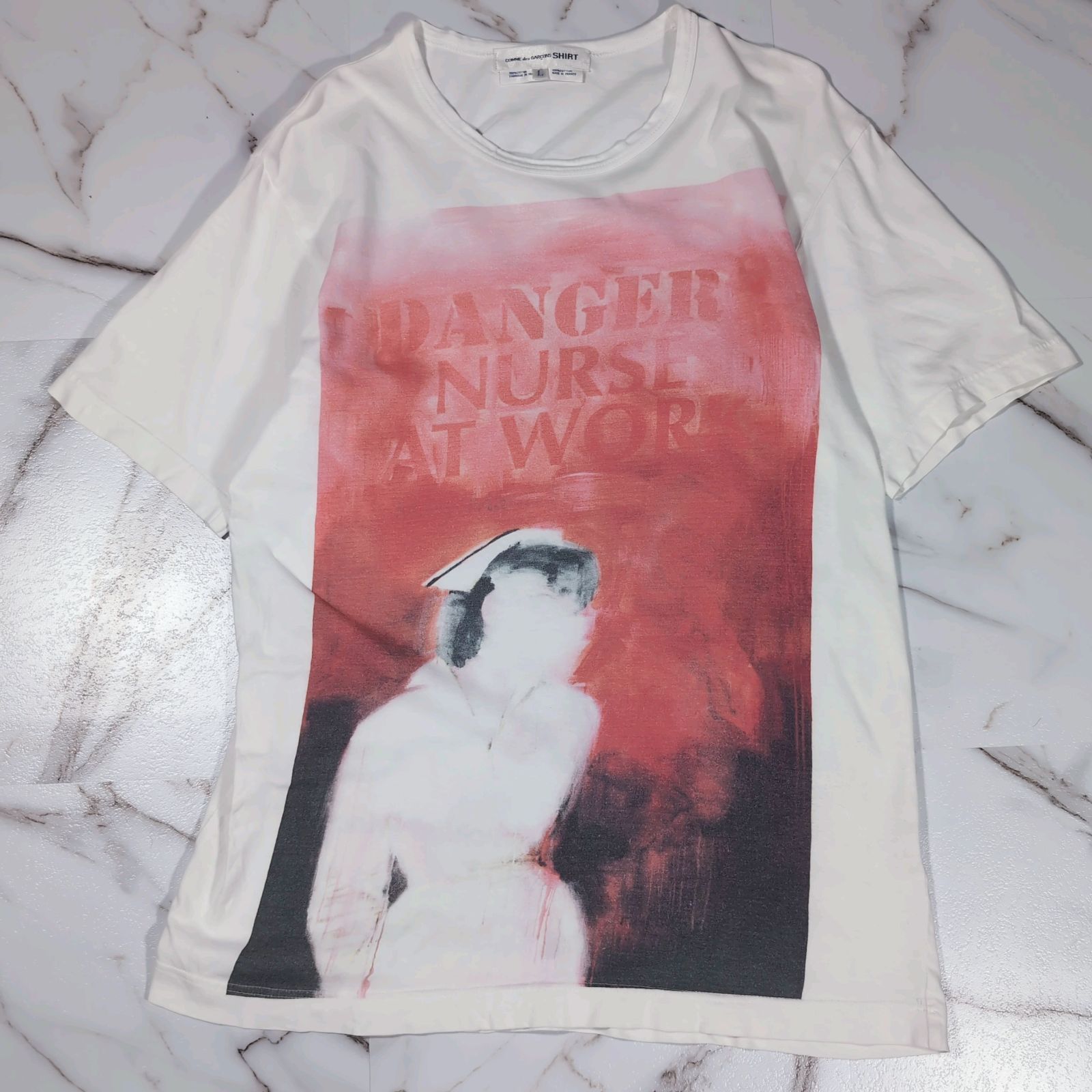 90s COMME des GARCONS SHIRT 看護婦 看護師 ナース S/S TEE L ホワイト フランス製 Richard prince NURSE PAINTING
