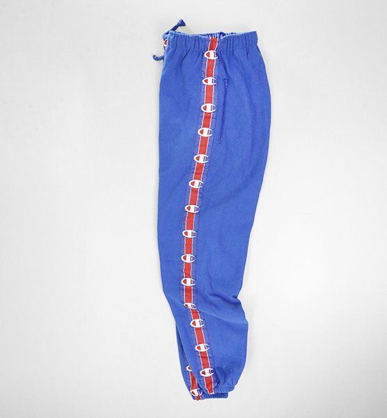 ● VETEMENTS × Champion ◆ サイドライン スウェットパンツ Sサイズ ブルー WSS17CH12 ヴェトモン チャンピオン ◆ES18