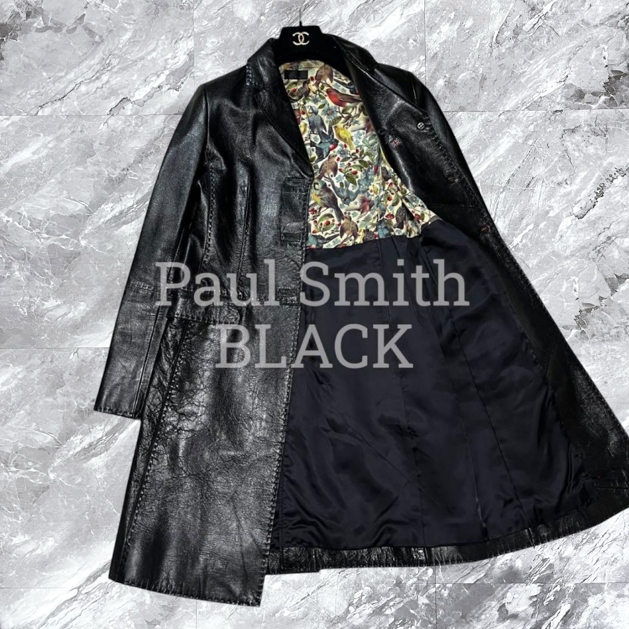 ポールスミス/カーコート/ダークブラウン ラムレザー/Paul Smith/美品 Paul Smith BLACK ポールスミスブラック レザーコート ロングコート