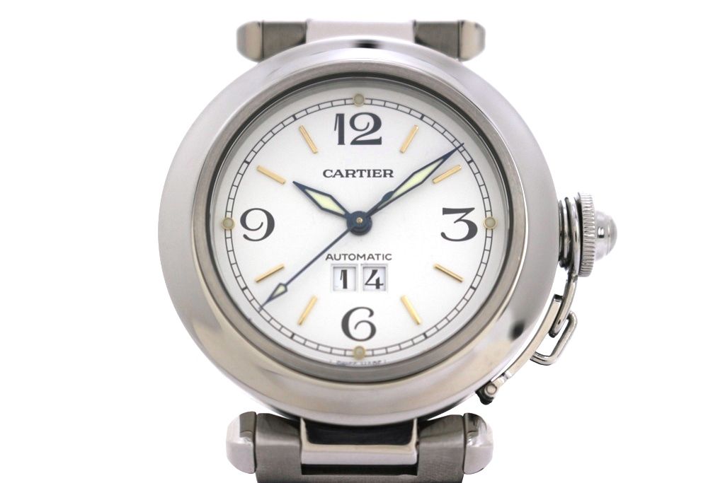 Cartier カルティエ パシャC ビッグデイト W31044M7 腕時計 ステンレススチール ホワイト ユニセックス 自動巻き 2148103869242 【200】【中古】