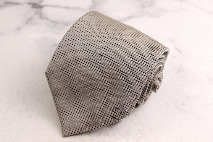 グッチ ブランド ネクタイ クレスト紋章 Gマーク ドット柄 シルク イタリア製 PO メンズ グレー GUCCI 【中古】