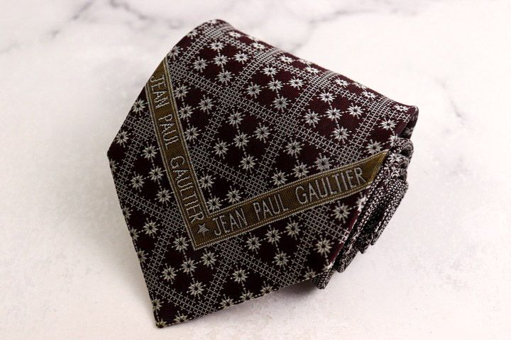 ジャンポールゴルチエ ブランド ネクタイ 総柄 シルク PO メンズ ワインレッド Jean Paul GAULTIER 【中古】