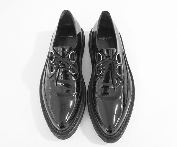 ○ SAINT LAURENT ◇ パテントレザー クリーパー シューズ 黒 サイズ42