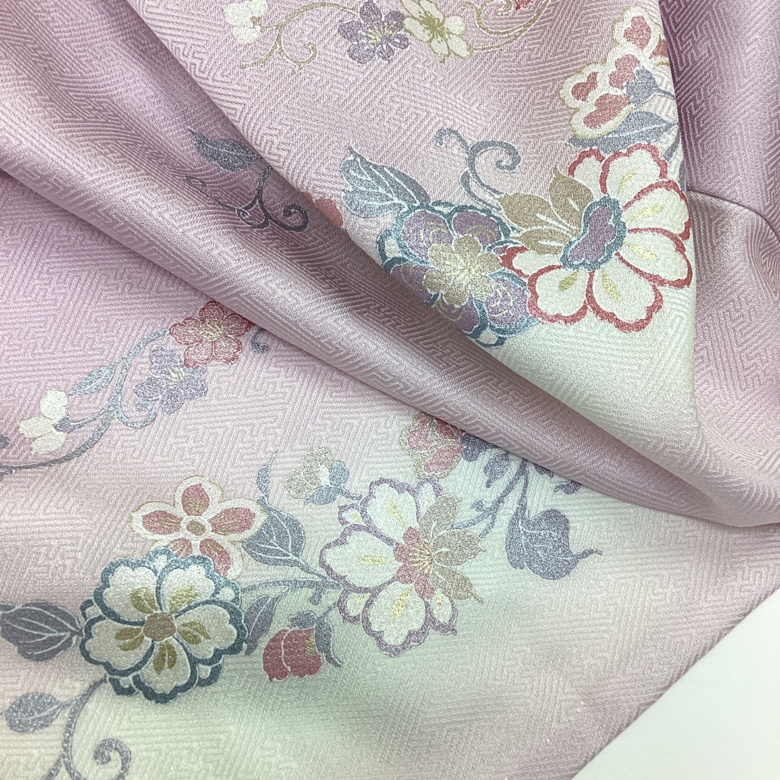 中古品 単衣着物 小紋 箔 花 正絹 裄66 R846 - メルカリ