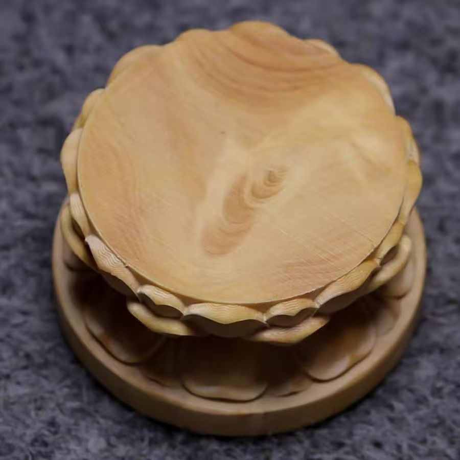 ミニ 仏像台【木彫仏具】丸型台座 香炉台 花瓶台 仏像 台座 (奥行4.5cm)◆仏壇用の仏具・仏像をのせる台・仏像置台・仏台・仏壇台
