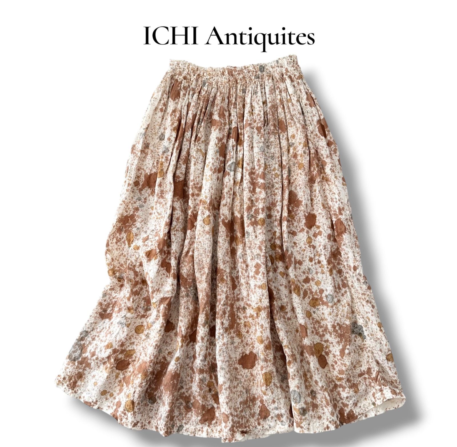 イチアンティークス ICHI Antiquites リネン HAND DYE ギャザー スカート ロング 麻 日本製 6MY052