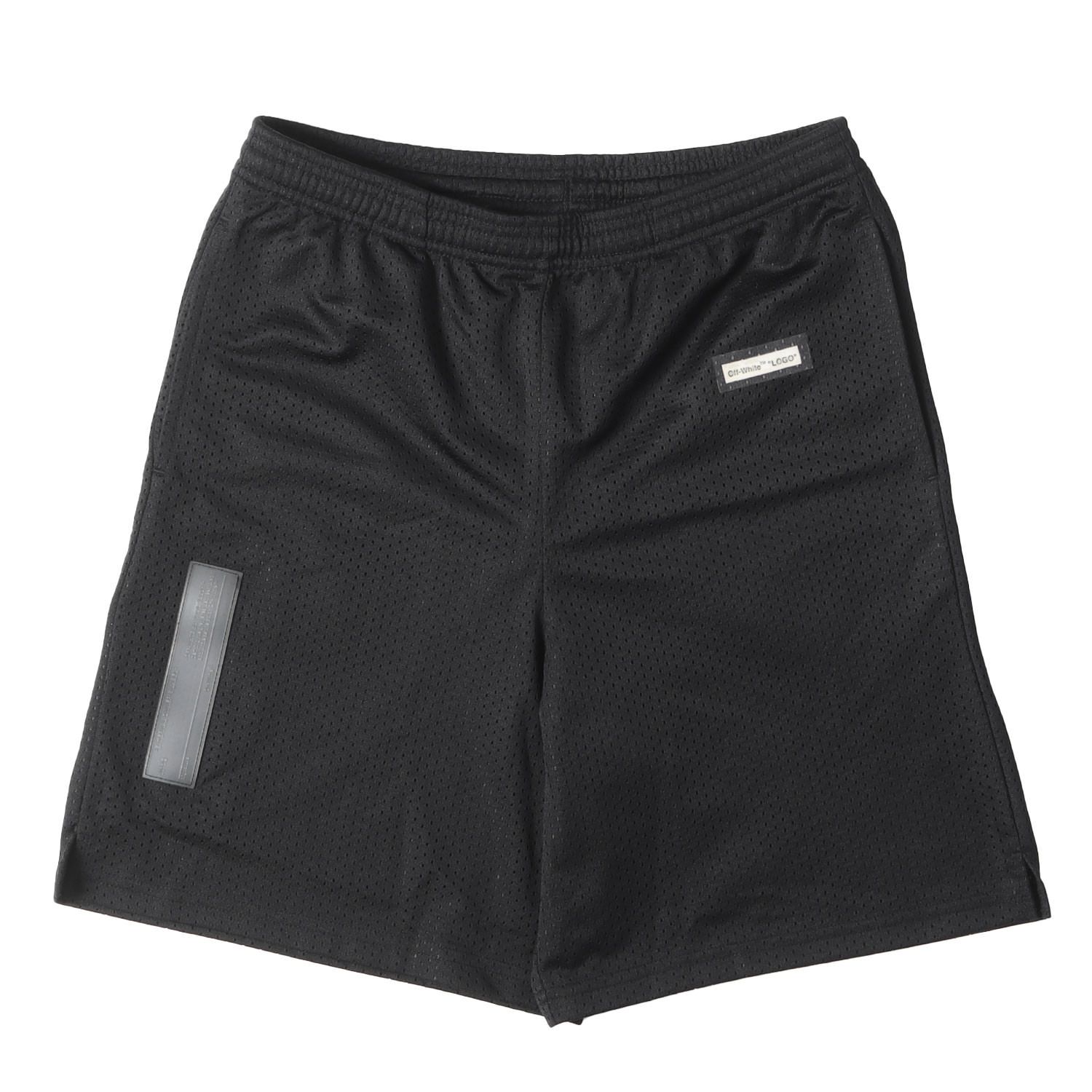 【美品】OFF-WHITE オフホワイト パンツ ブラック 黒 サイズ:S | シリコンパッチ付き メッシュジャージ ショーツ | ボトムス ショートパンツ【メンズ】【中古】