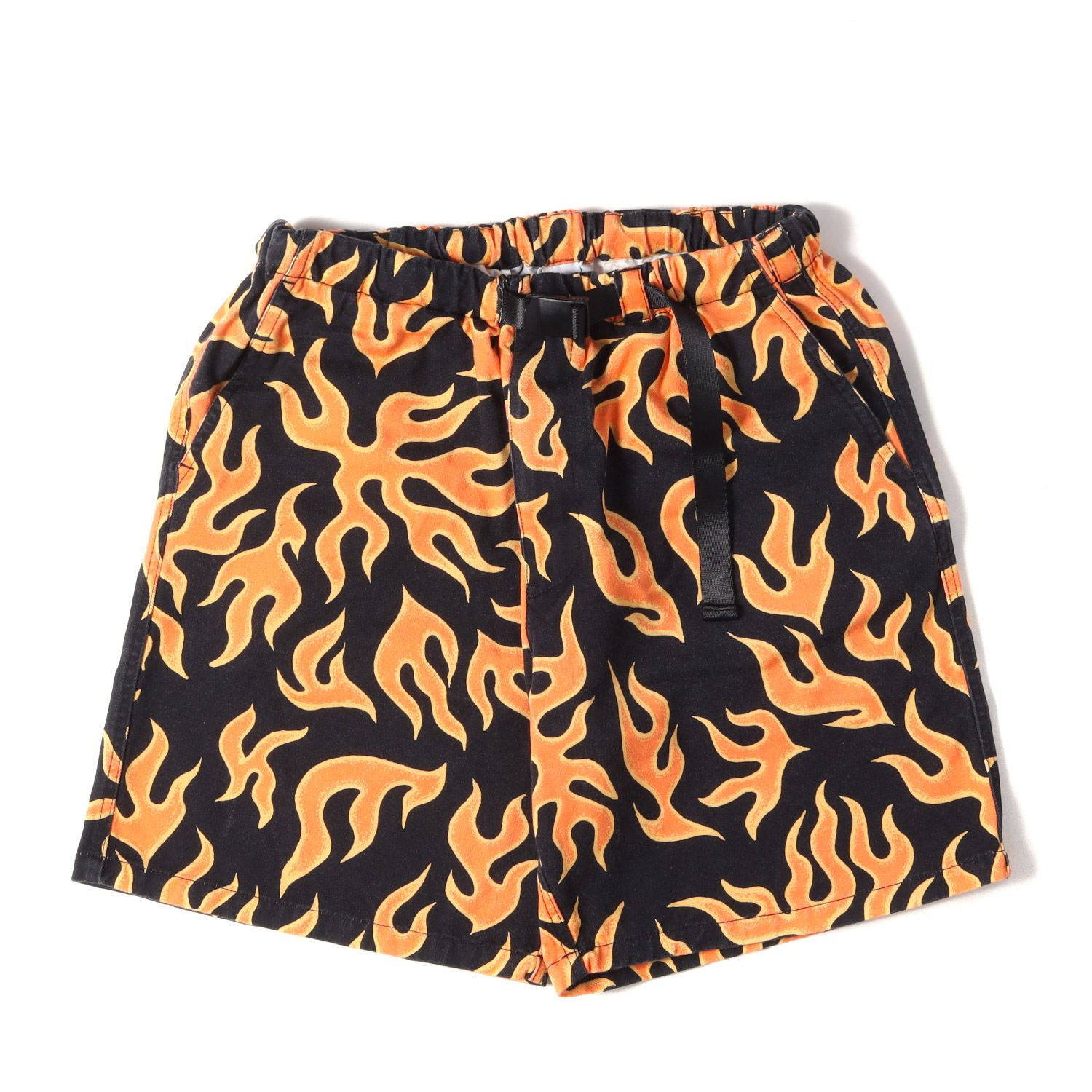 CHALLENGER チャレンジャー パンツ ブラック 黒 サイズ:M | 25SS ファイヤー柄 イージーショーツ(FIRE SHORTS) | ボトムス ショートパンツ【メンズ】【中古】