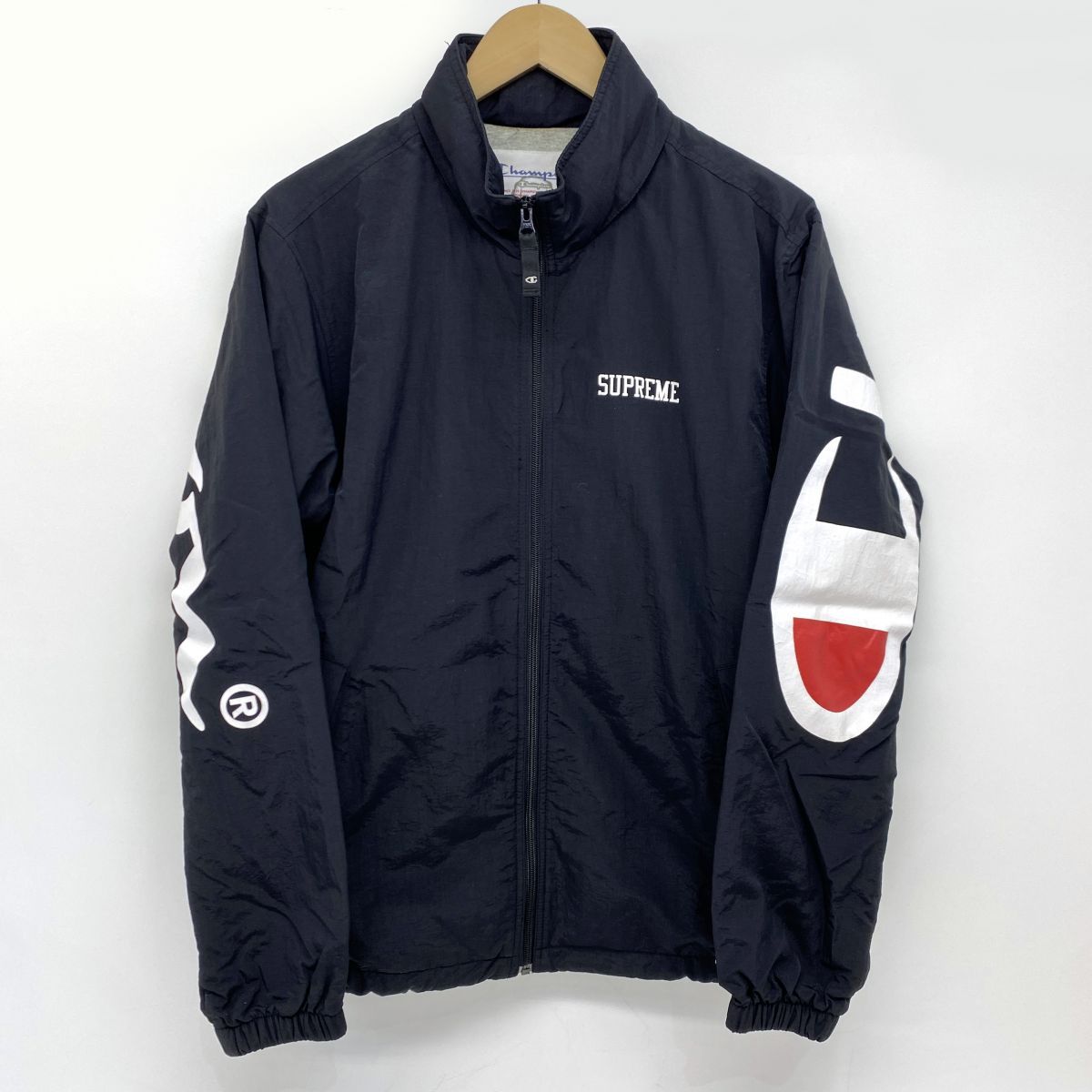 大*島様 シュプリーム　Champion ブラック ナイロンジャケット M Supreme シュプリーム × Champion チャンピオン ナイロンジャケット M