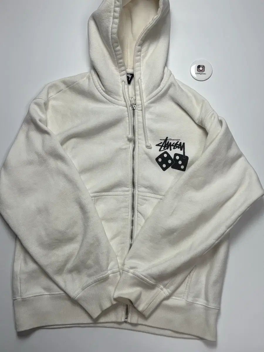 STUSSY DICE 白 ジップアップフーディー