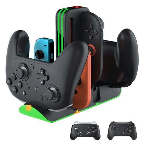 Switch 2 Joy Con用 充電スタンド【2026新登場-10 in 1】PhyiFlbey Switch & Switch 有機EL ジョイコン用 Switch 2 Pro用 コントローラー充電ドック6台同時充 電可能 省スペース 46c34e4b