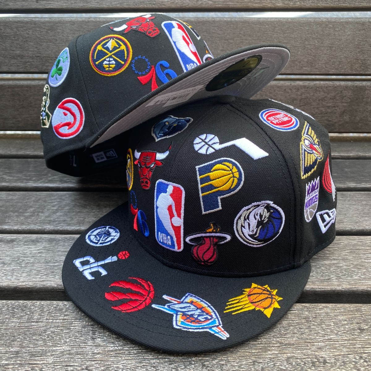 海外仕様 59FIFTY ニューエラ NEWERA 総柄 NBA 限定 Allover Patches キャップ (100-7)