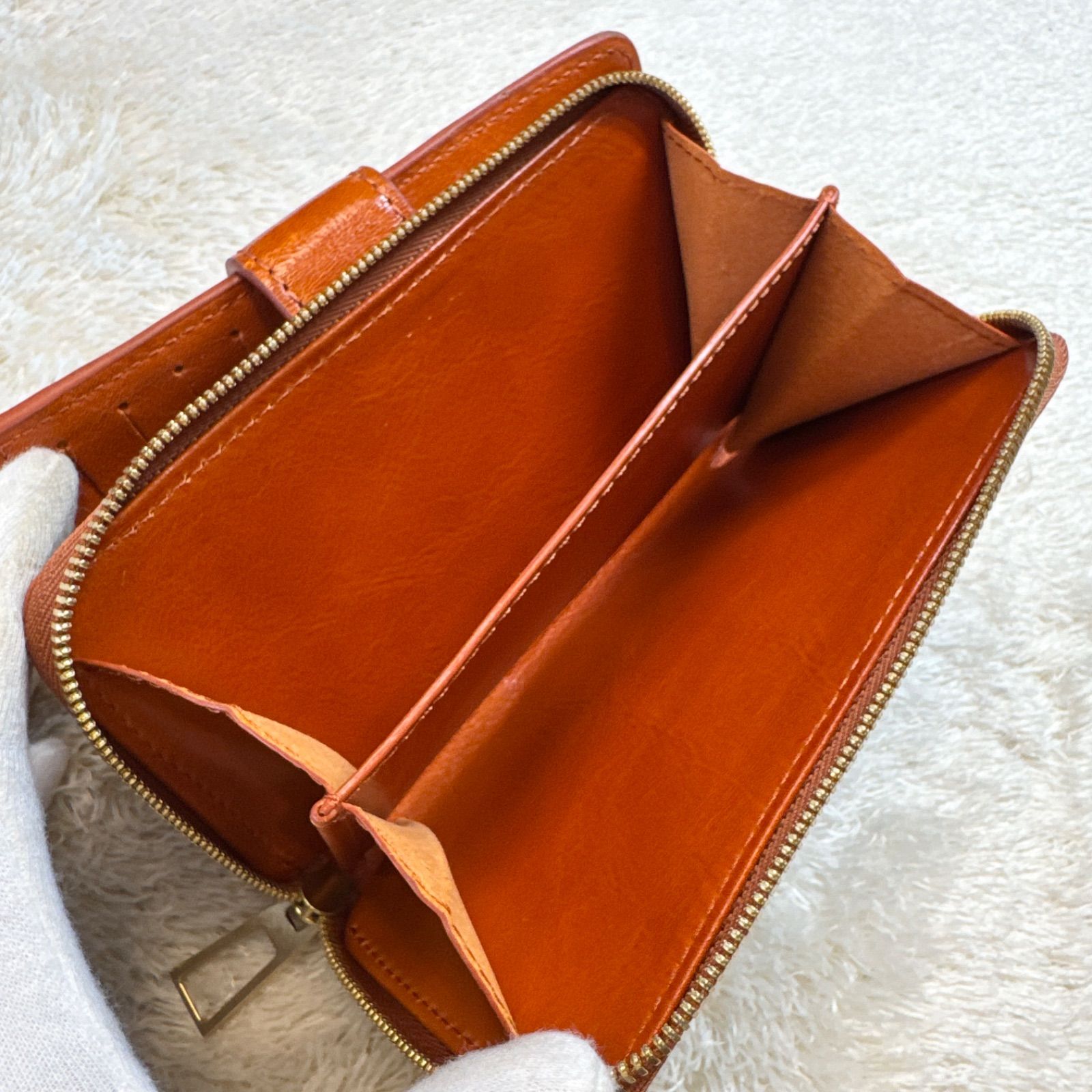 二つ折り財布 本革 上質レザー ブラウン - メルカリ