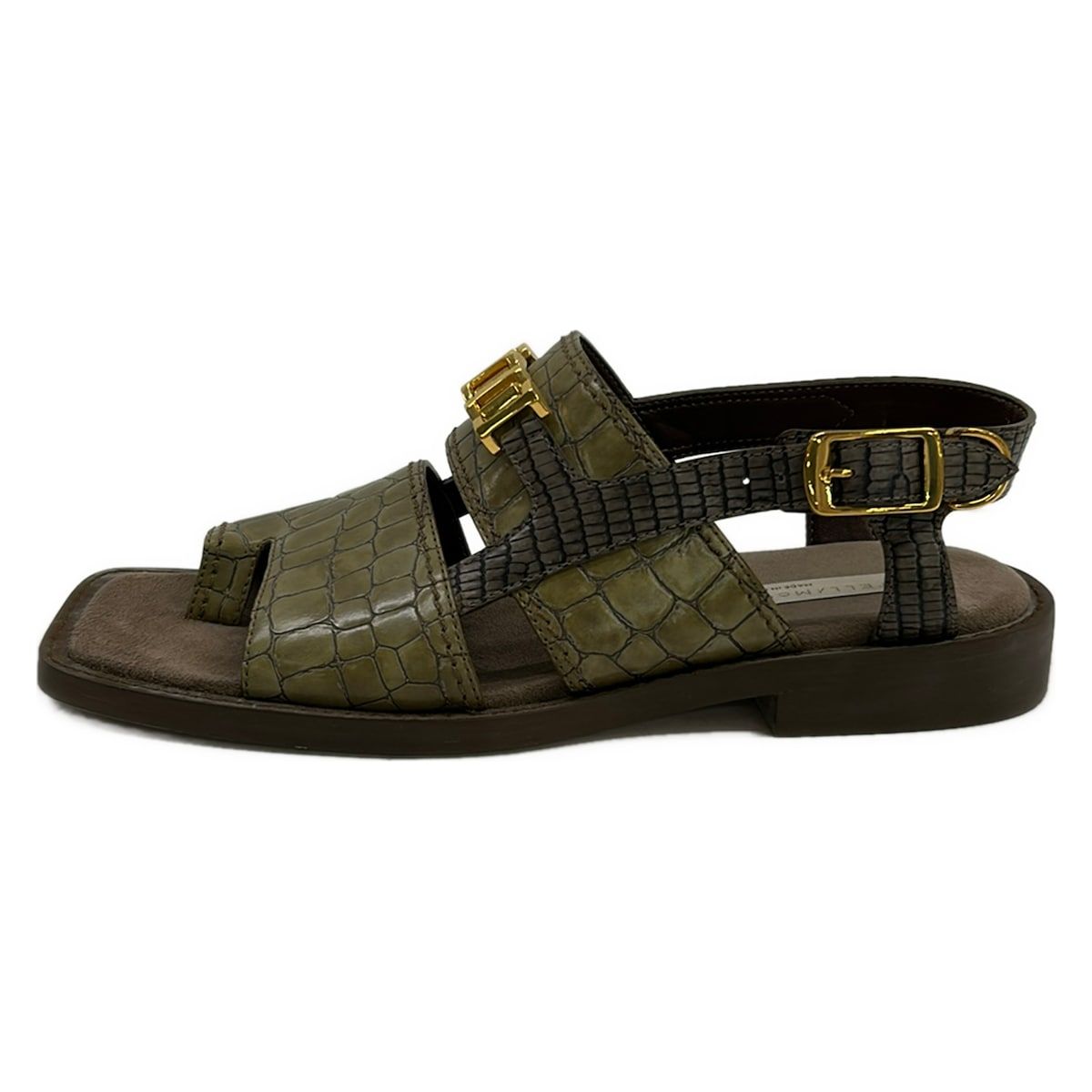 stellamccartney(ステラマッカートニー) サンダル 38 レディース - カーキ×ダークブラウン 型押し加工