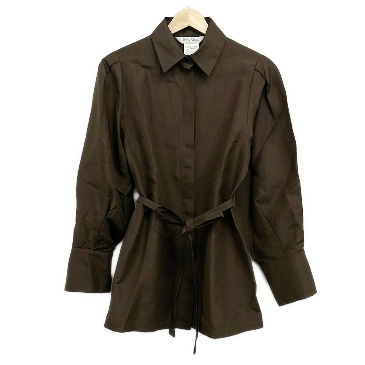 Max Mara(マックスマーラ) 長袖シャツブラウス サイズ34 XS レディース - ダークブラウン ベルト付き