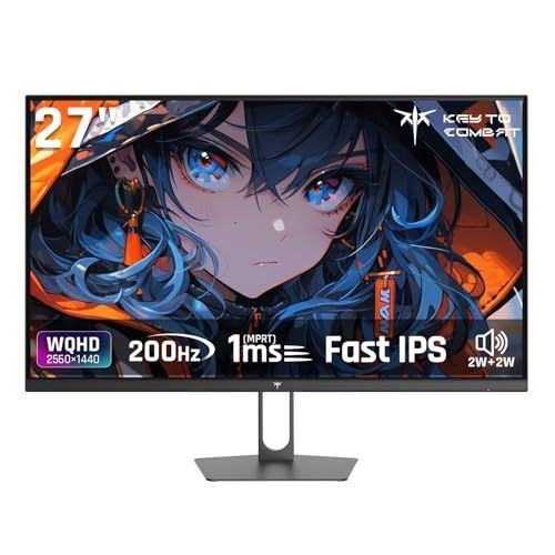 KTC 27インチゲーミングモニター WQHD (2560x1440) Fast IPS 200Hz (210OC可能）1ms(MPRT) 131%sRGB HDR400 低ブルーライト フリッカーフリー FreeSync & G-Sync対 561b5d46