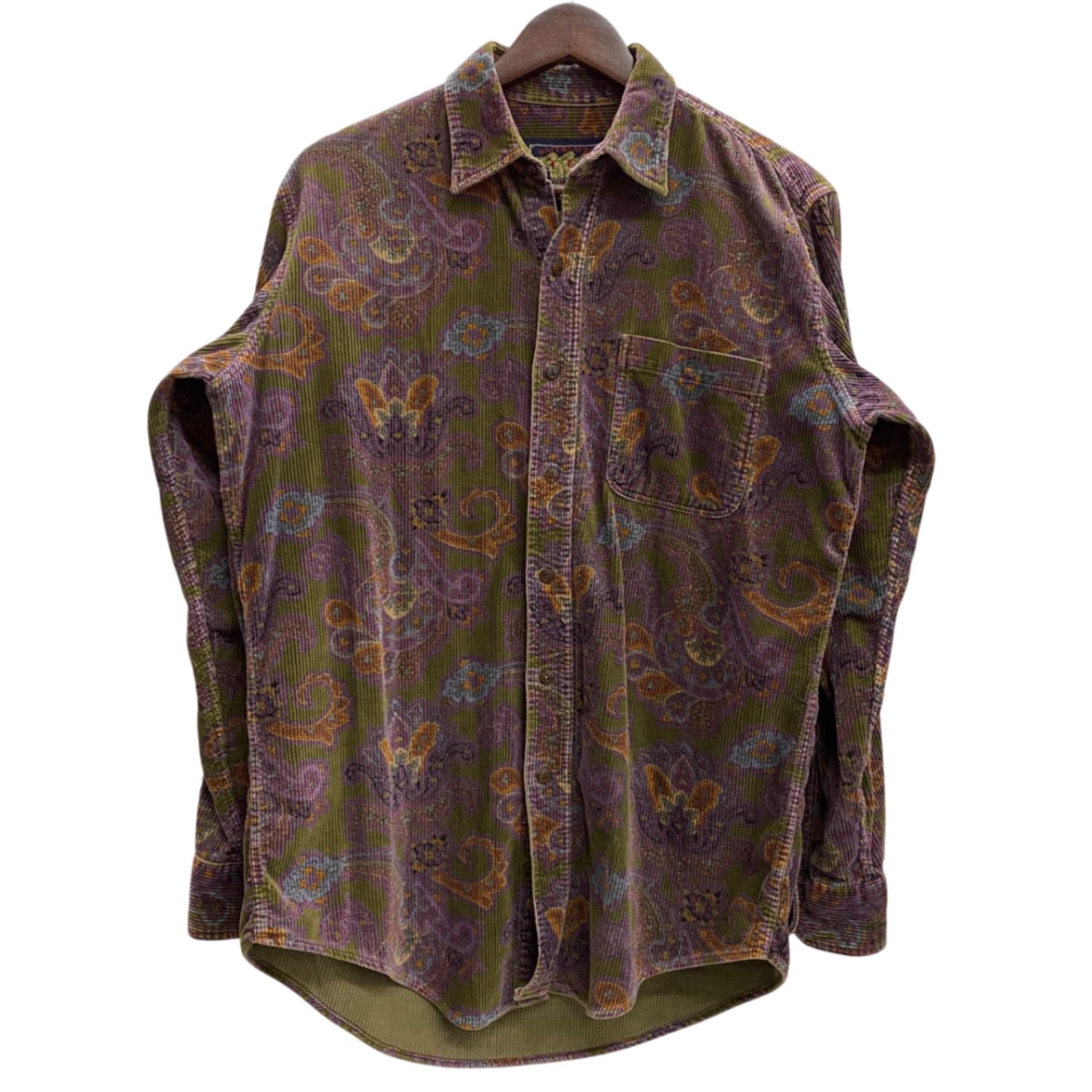 ラルフローレン RALPH LAUREN 80's 総柄 ペイズリー コーデュロイシャツ 長袖シャツ パープル Mサイズ 201MT-5986 VB