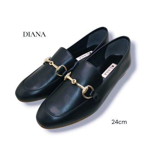 未使用品】DIANA ダイアナ ビットローファー ブラック ゴールド金具 24 