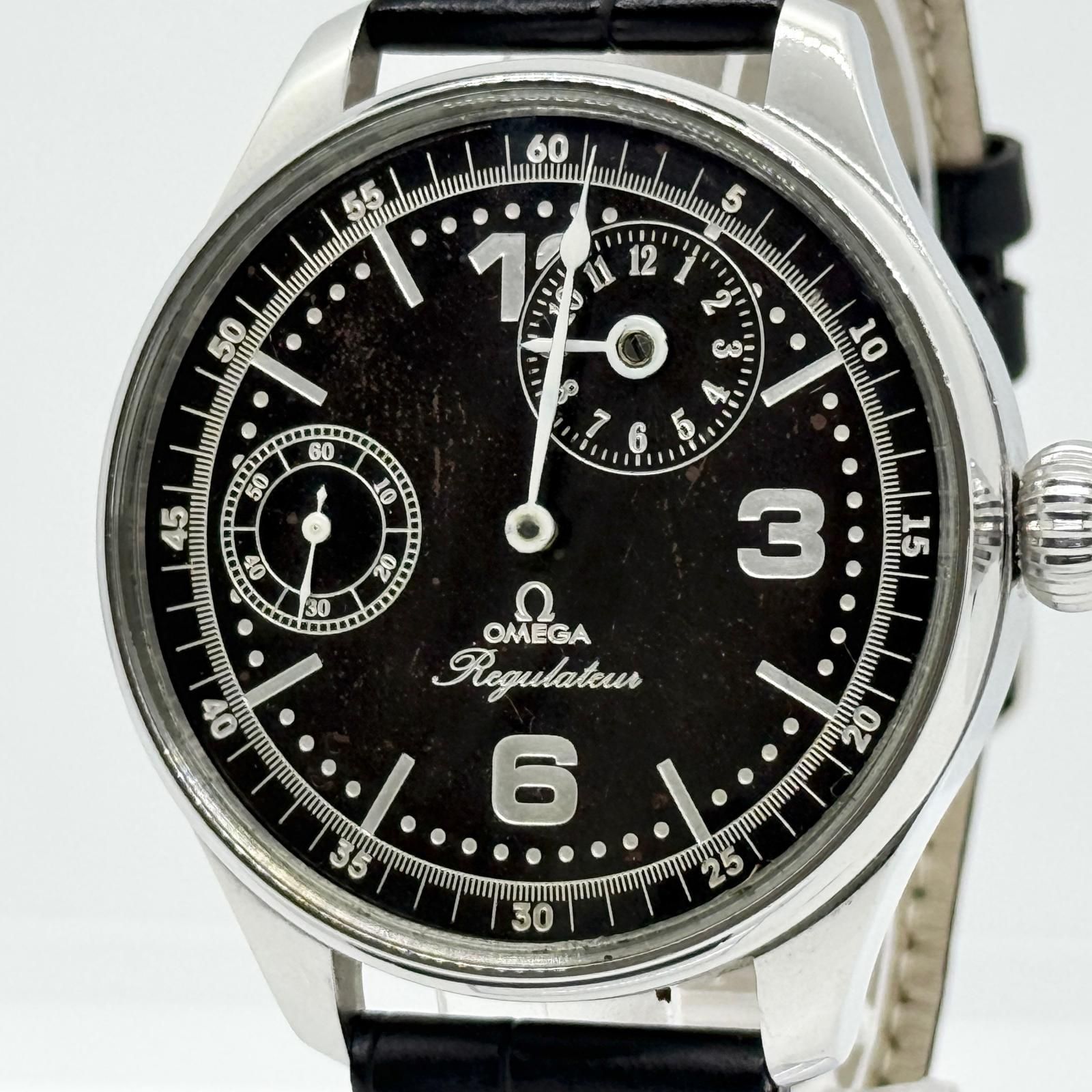 オメガ レギュレーター 手巻き時計 OMEGA オメガ レギュレーター ブラック 手巻き メンズ 裏蓋 現状品