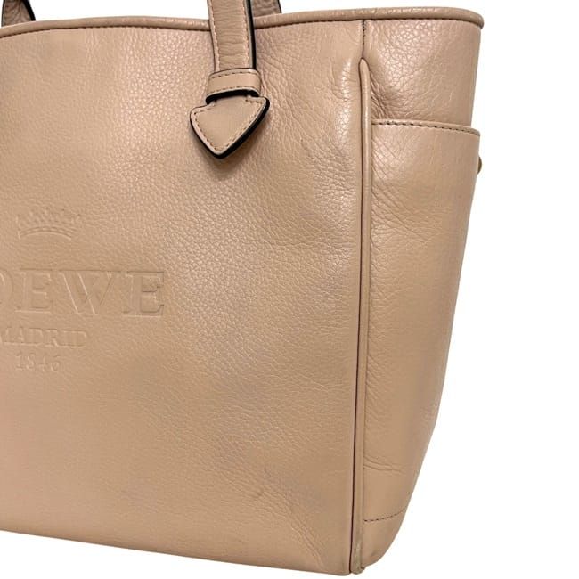 ロエベ トートバッグ ピンクベージュ 美品 レザー 中古 340912 LOEWE 