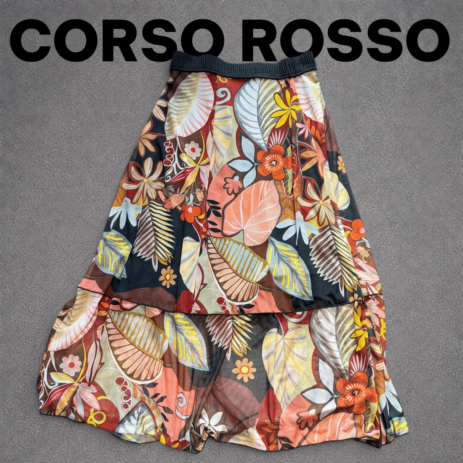 CORSO ROSSO 総柄 フレアスカート イタリア製 花柄 マルチカラー