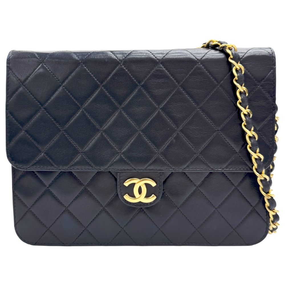 【中古】CHANEL シャネル マトラッセ22 プッシュロック シングル ラムスキン ココマーク 黒　ブラック ゴールド金具 8番台 レディース チェーンショルダー 人気 【ブランドギャラリー心斎橋店】