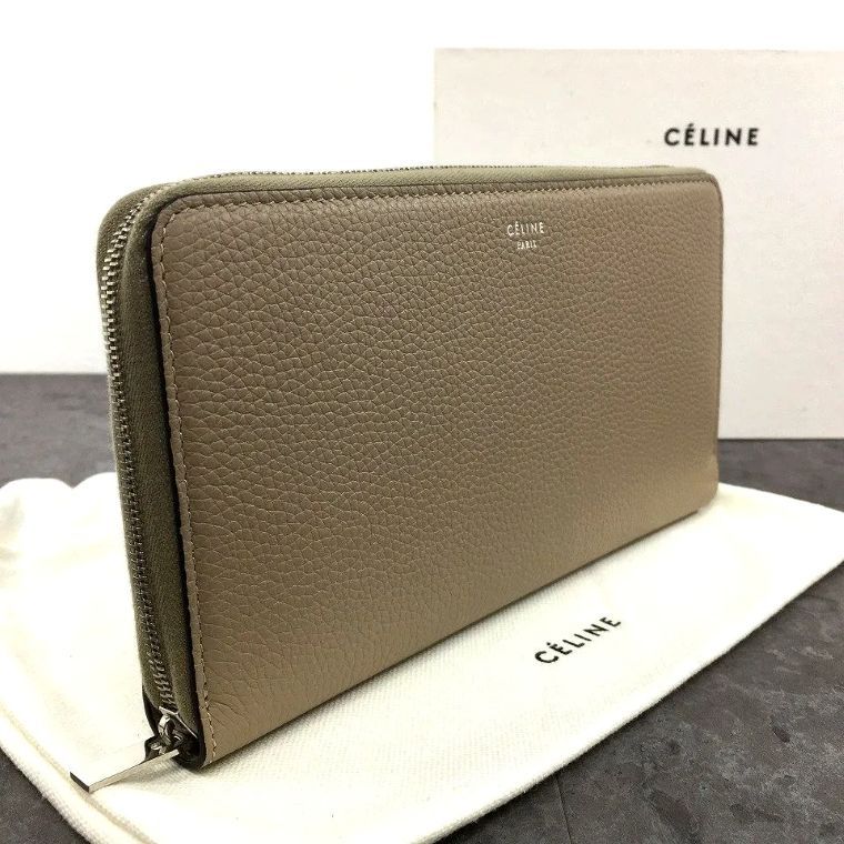 送料込み！ 未使用品 CELINE ジップウォレット ベージュ レザー ラウンドファスナー長財布 シンプル 上品 393