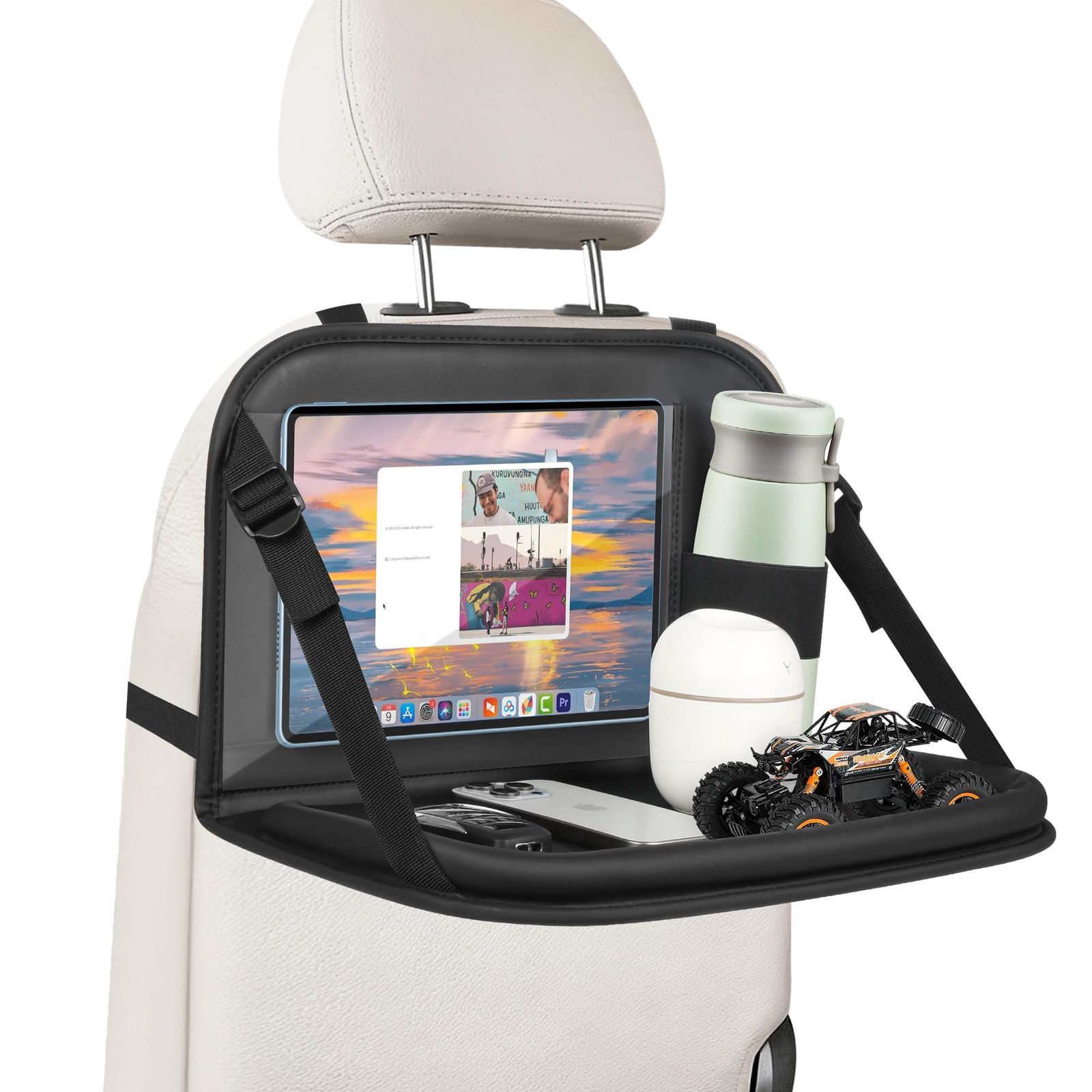 JEYODA車用シートバックポケット-車用 シート 折り畳みテーブル -ドリンクホルダー 車 後部座席 収納 車 テーブル 車用収納ポケット iPad収納ポケット 大容量 多機能収納バッグ 耐久性 子供用品車 取り付け簡単 カー用品 (ブラッ fc3d03b9