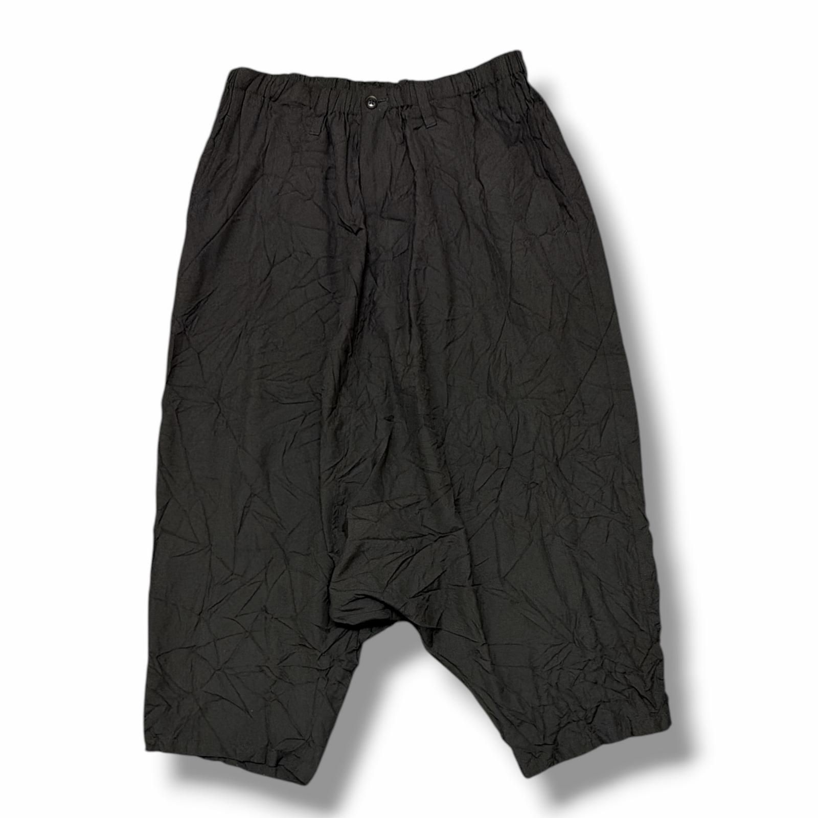 ヨウジヤマモトプールオム 16SS シワ加工サルエルパンツ BLK/2 Yohji Yamamoto 16SS 皺加工パンツ サルエル イージーパンツ ヨウジ