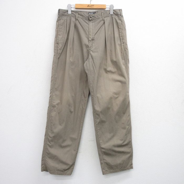 W34/古着 ラルフローレン ブランド チノ パンツ チノパン メンズ 90年代 90s ワンポイントロゴ コットン USA製 ベージュ系【spe】 26apr23