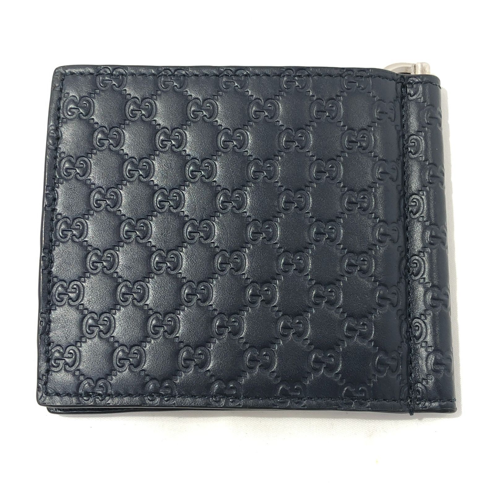 七重浜85-8-080513nh] GUCCI グッチ レザーマネークリップ カード