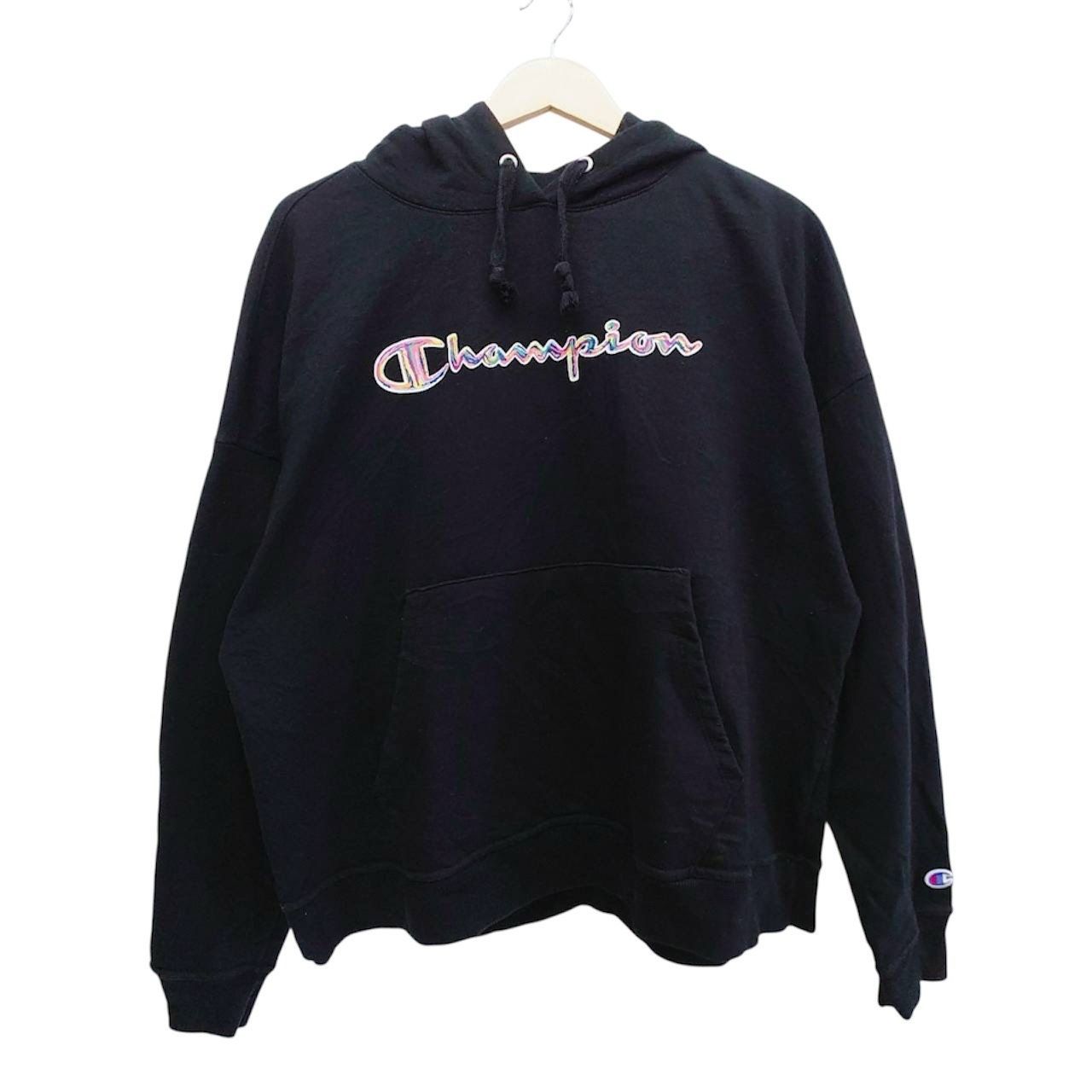 Champion チャンピオン スウェットパーカー XL ブラック 刺繍ロゴ 