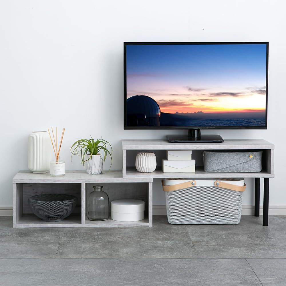 アイリスプラザ 伸縮テレビ台 テレビ台 テレビボード ローボード 伸縮 角度自由 幅約75?133cm ホワイト PSTD75 ~SMART COLLECTION~mi f3e12712