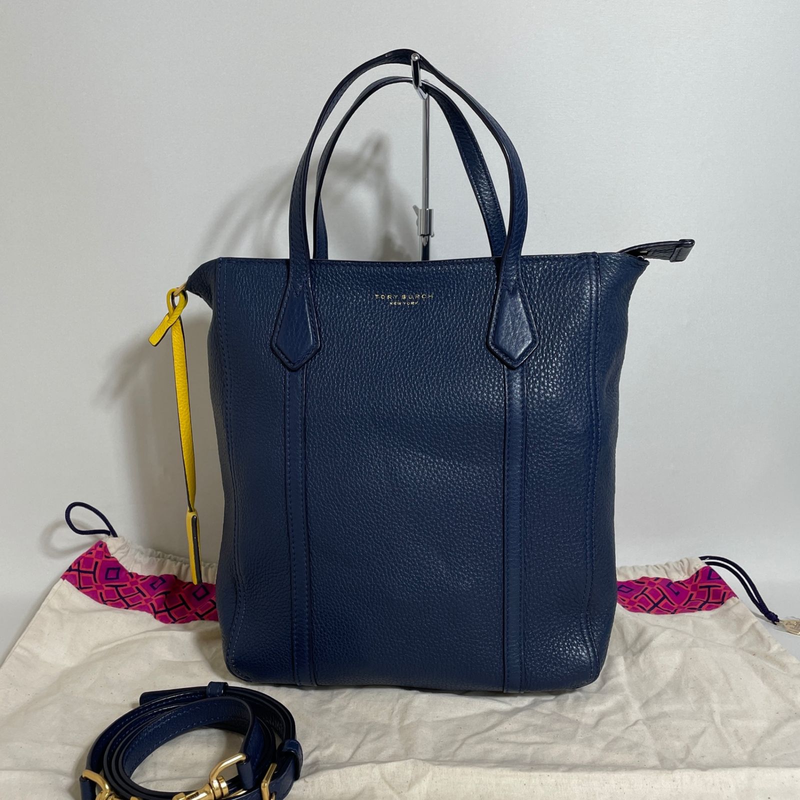 2605-24｜美品｜トリーバーチ 2WAYトートバッグ レザー ネイビー
