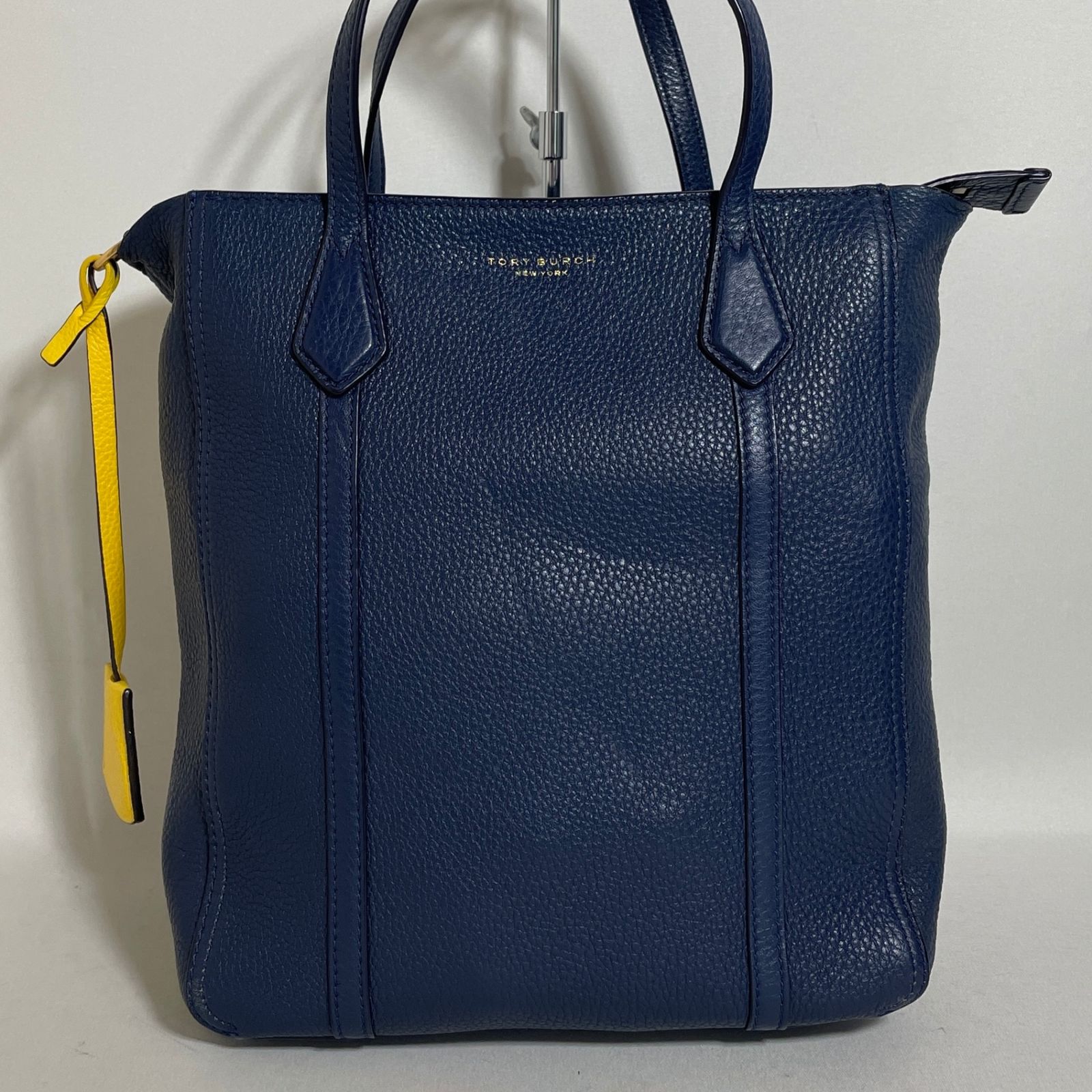 2605-24｜美品｜トリーバーチ 2WAYトートバッグ レザー ネイビー 