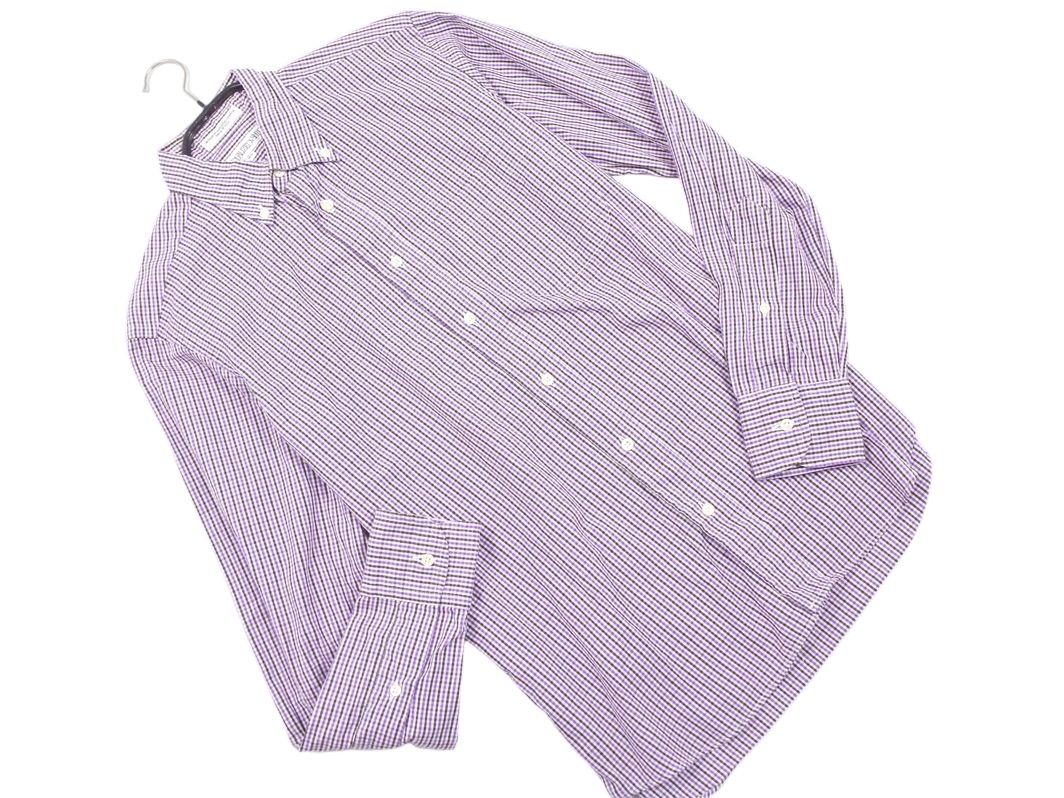 INDIVIDUALIZED SHIRTS インディビジュアライズドシャツ チェック ボタンダウン シャツ size14.5/紫ｘダークブラウン ■◇ メンズ