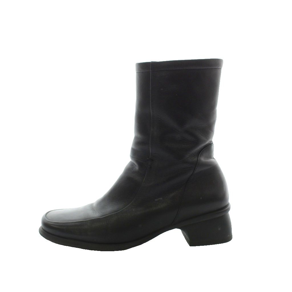 クラークス clarks ショートブーツ US6.5 24.5cm 黒 ブラック ミドル丈 サイドジップ スクエアトゥ レザー 本革 /RI ■OS ■GY35