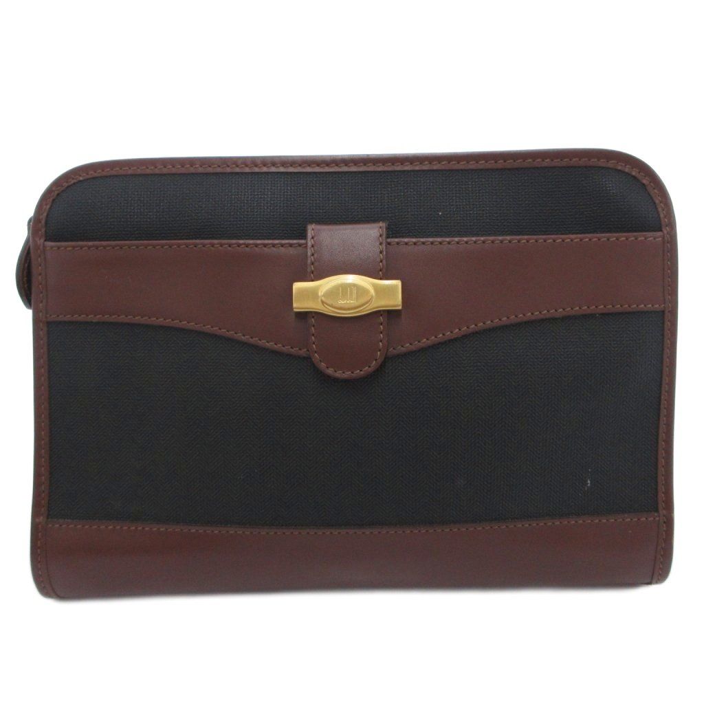 ダンヒル dunhill クラッチバッグ セカンド レザー ロゴ ストラップ 茶 ブラウン /FF ■GY11