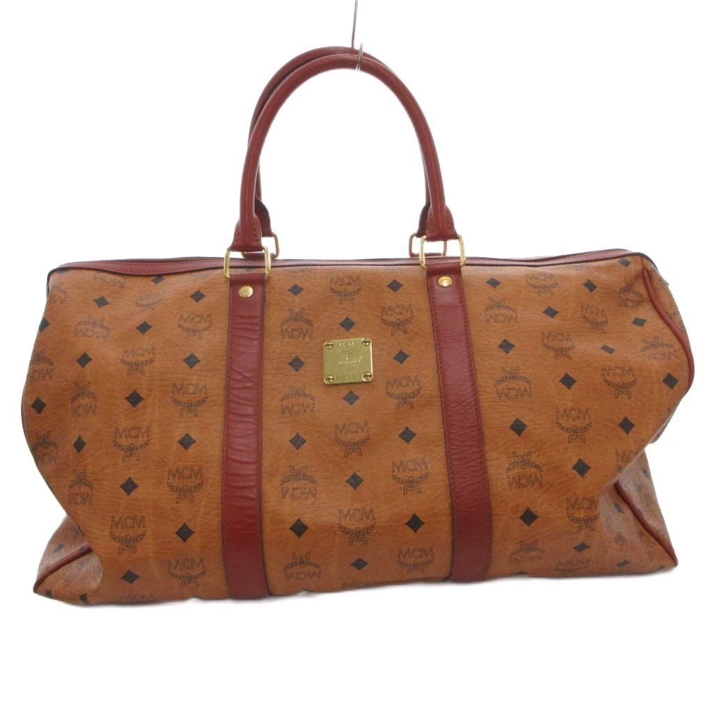 エムシーエム MCM ボストンバッグ ハンド 2WAYバッグ 手提げ レザー ロゴ 総柄 茶 ブラウン /FF ■GY18