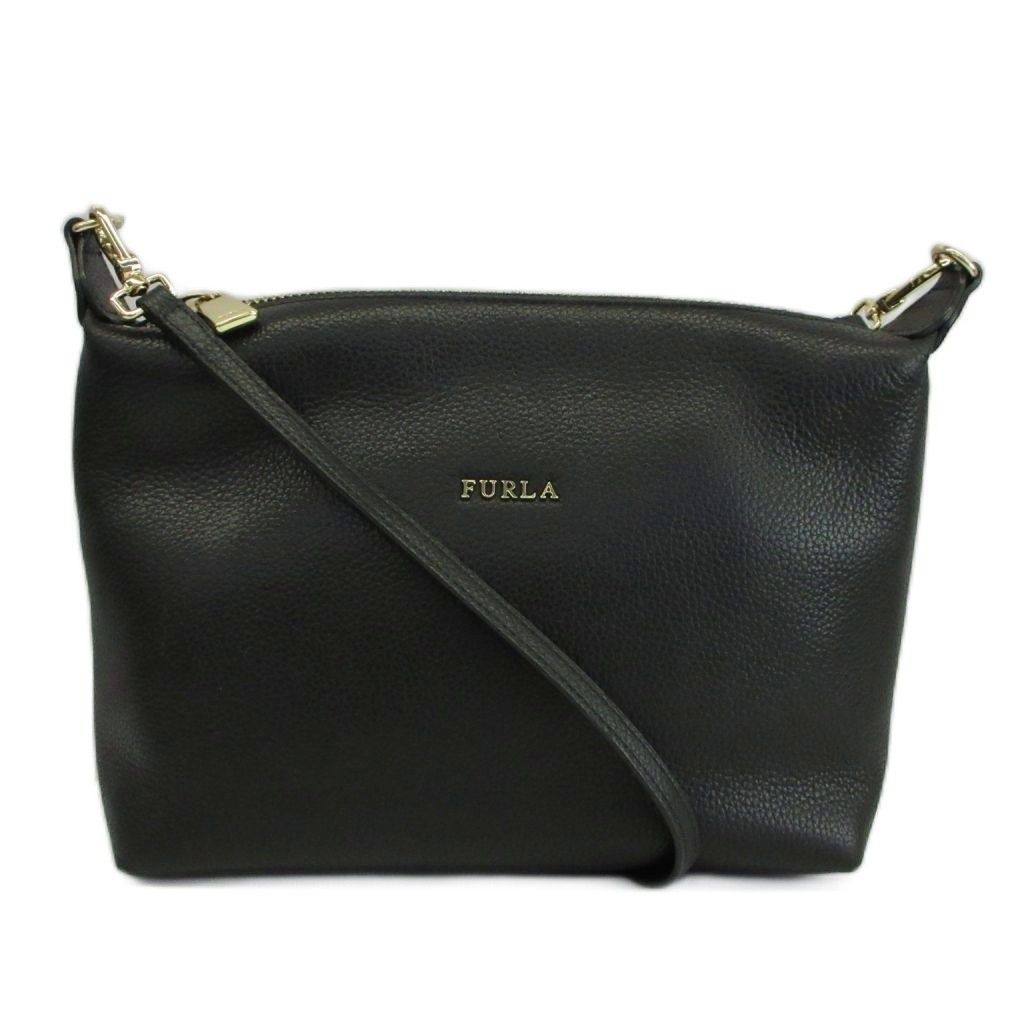 フルラ FURLA ショルダーバッグ レザー ロゴ ゴールド金具 黒 ブラック