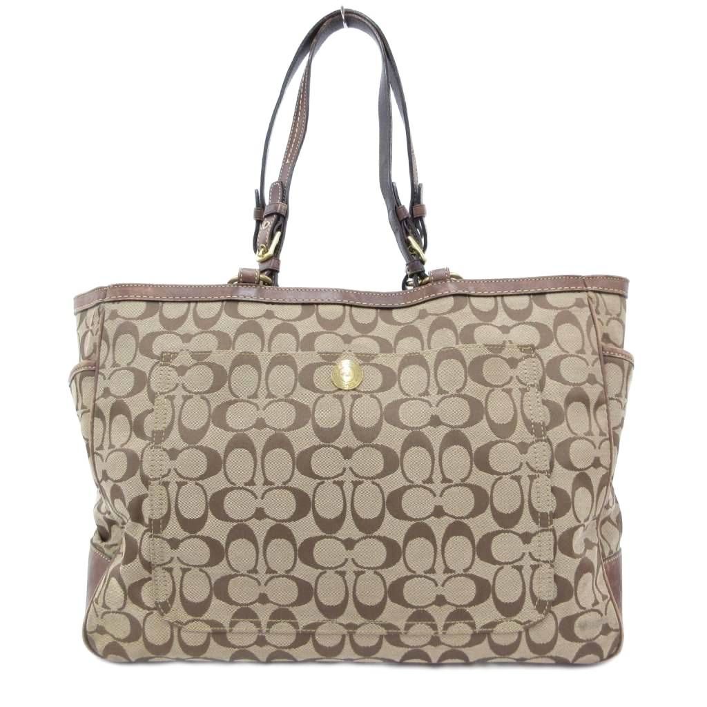 コーチ COACH 10841 トートバッグ キャンバス レザー シグネチャー 茶 ブラウン ベージュ /JS ■GY18