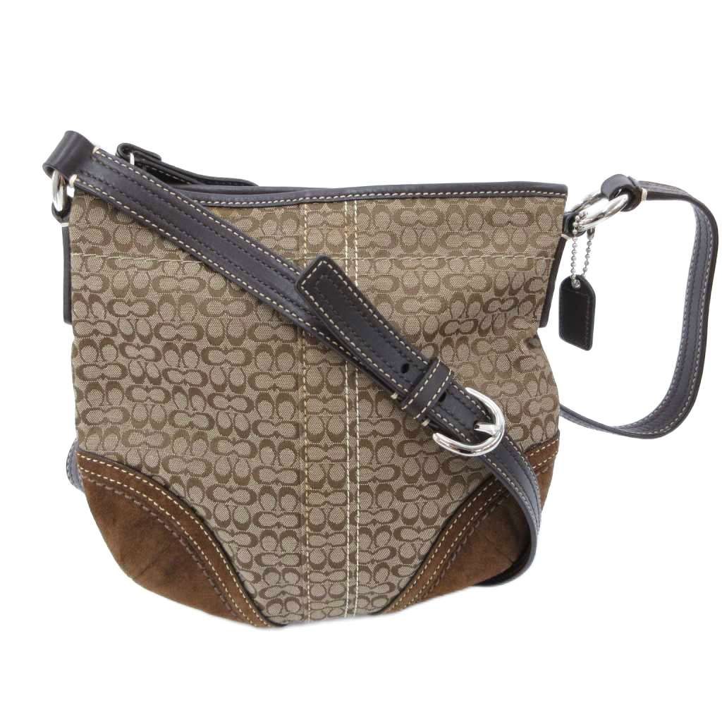 コーチ COACH ショルダーバッグ シグネチャー レザー キャンバス ベージュ 茶 ブラウン /JS ■GY11