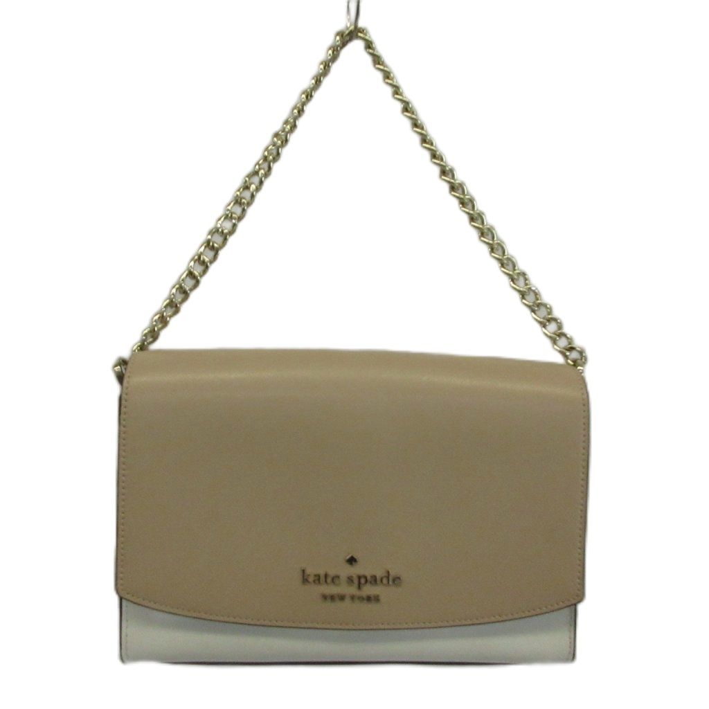 ケイトスペード KATE SPADE 21SS カーソン カラーブロック コンバーチブル ハンドバッグ クラッチバッグ 2WAY レザー チェーン ロゴ ゴールド金具 ピンクベージュ 白 ホワイト WKR00102 /XZ ■GY06