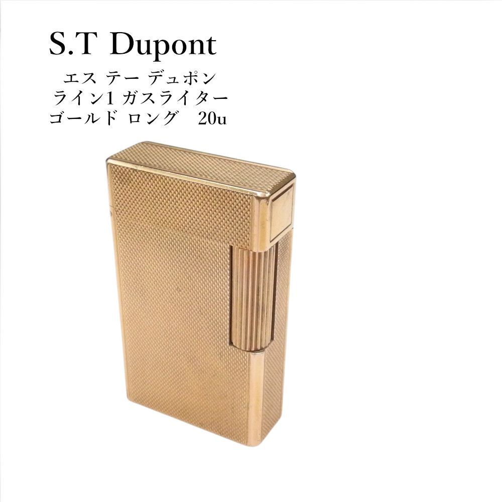 【着火確認済み】S.T Dupont エス・テー・デュポン ライン1 ガスライター ゴールド ロング 柄物