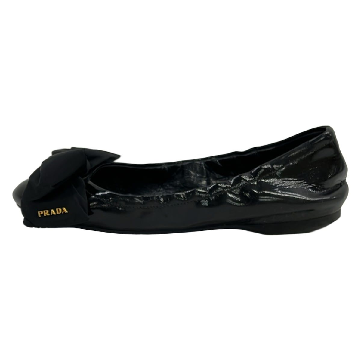 PRADA(プラダ) フラットシューズ 36 レディース - 黒 リボン レザー