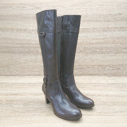 ■ Dixsept Dixsept 1717 ディセットディセット ジョッキーブーツ ウッド調ヒール ロング ブーツ サイズ23.5 ブラウン E 1301260037409 レディース 【1301260037409】