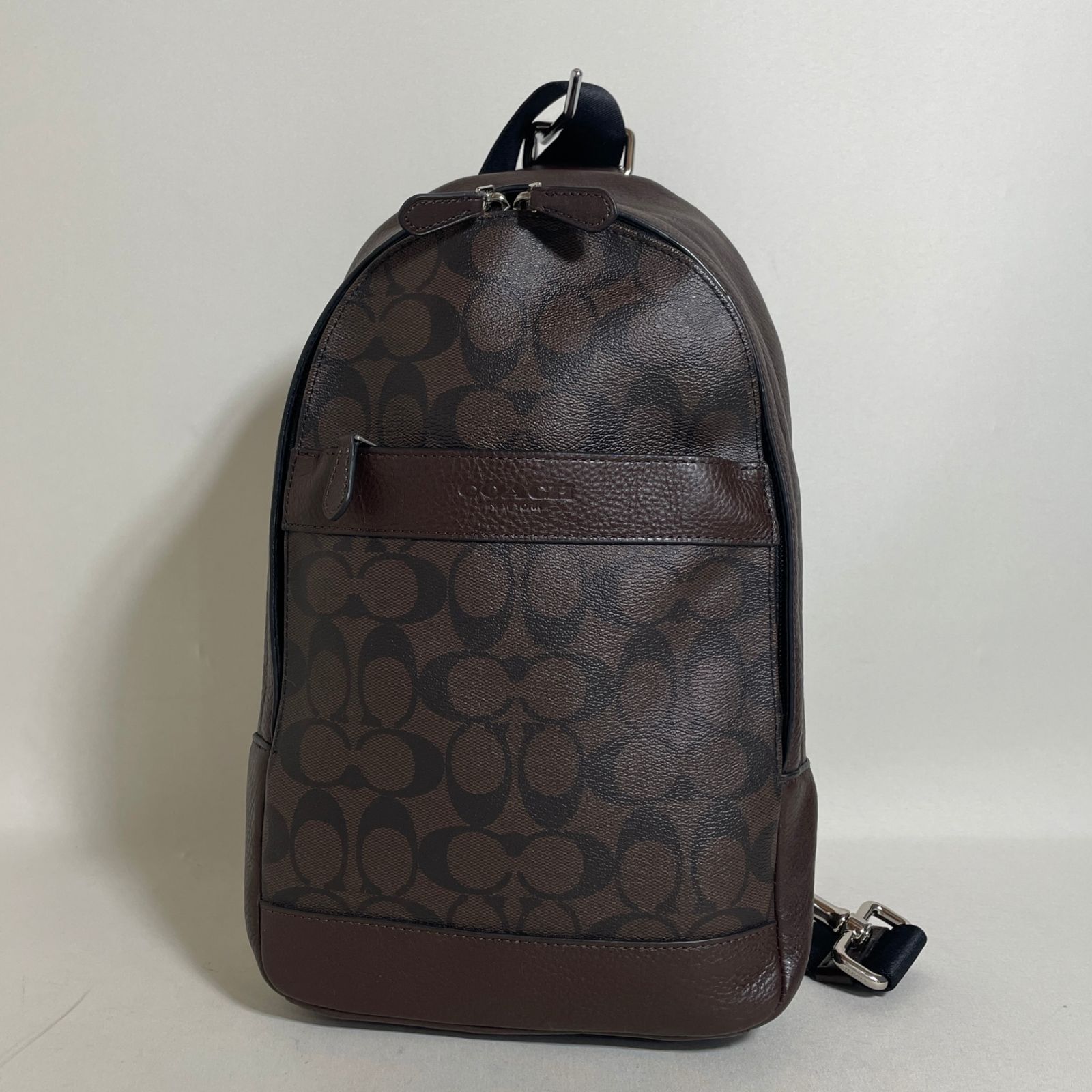 2605-64｜美品｜コーチ シグネチャー ボディバッグ ダークブラウン